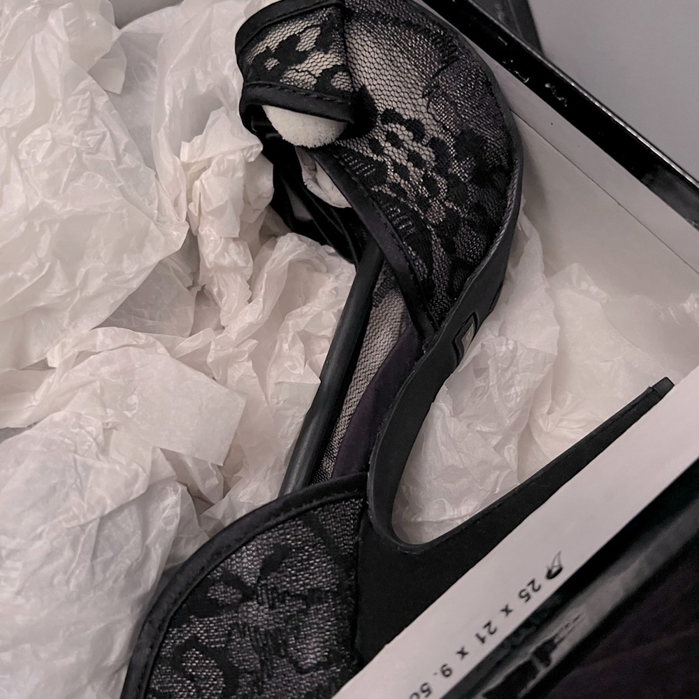 Black lace high heels